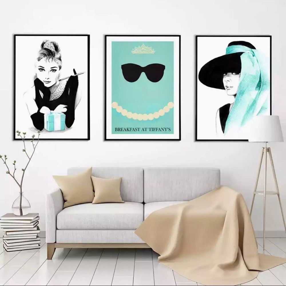 SET 3 Audrey Hepburn Breakfast at Tiffany’s print picture wall art Office decor